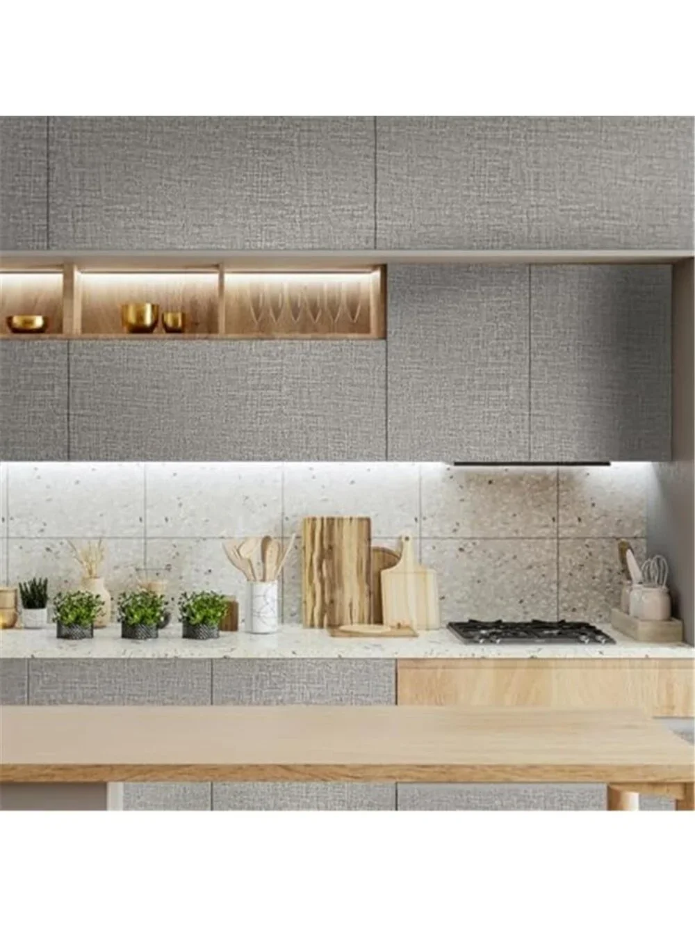 Peel Stick Wallpaper Grasscloth Textured Light Gray Linen Self Adhesive Vinyl
